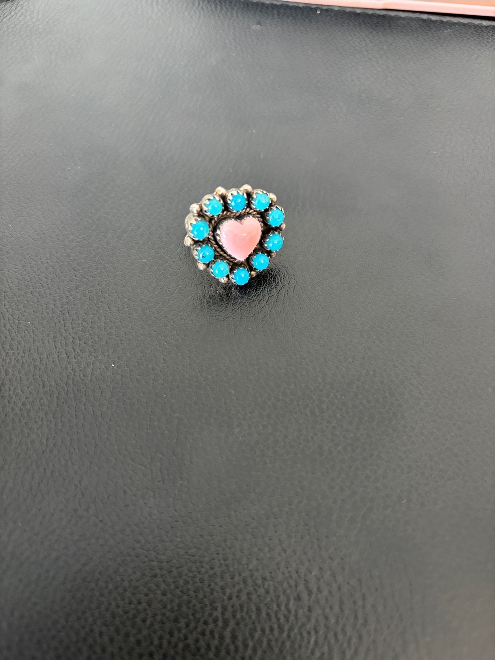 Pink Heart and Turquoise Crystal Cluster Ring - Women Jewelry